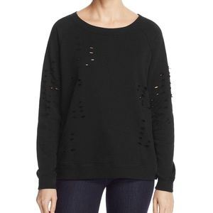 AQUA Distressed Zip Sweatshirt